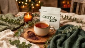 CozySlip Eucalyptus Rooibos evening tea - best caffeine-free sleep tea for night time wind down ritual