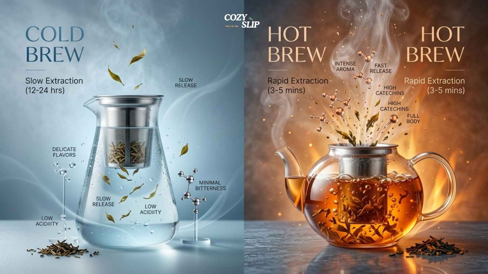 Cold brew vs hot brew tea: scientific comparison of tannin extraction and caffeine content