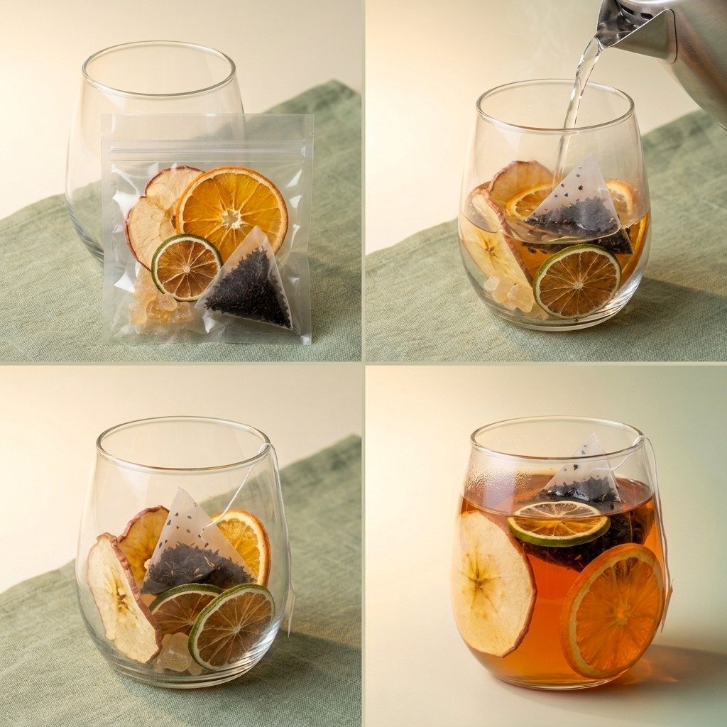 Cold and gently warm Apple Orange Ember black tea comparison