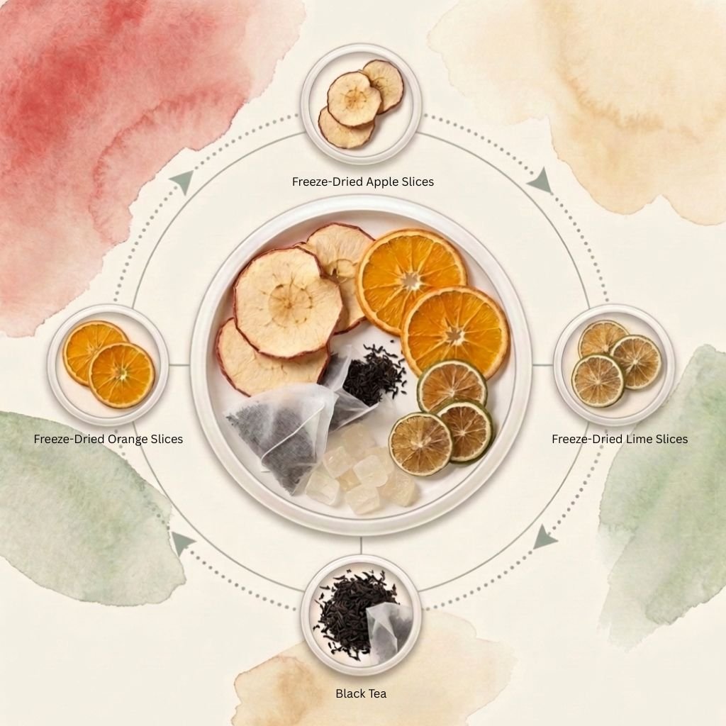 Apple Orange Ember freeze-dried fruit and black tea ingredient guide