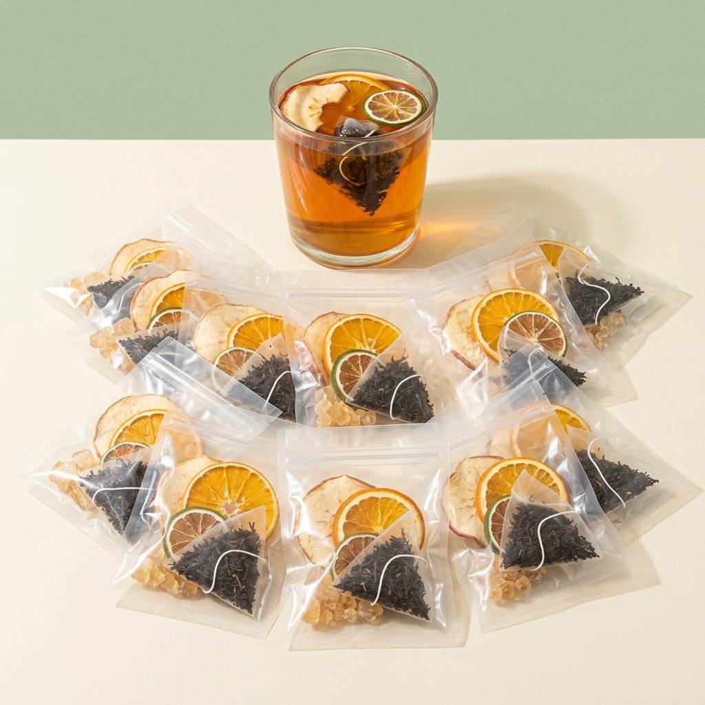 Ten individually packed Cozyslip Apple Orange Ember fruit tea servings
