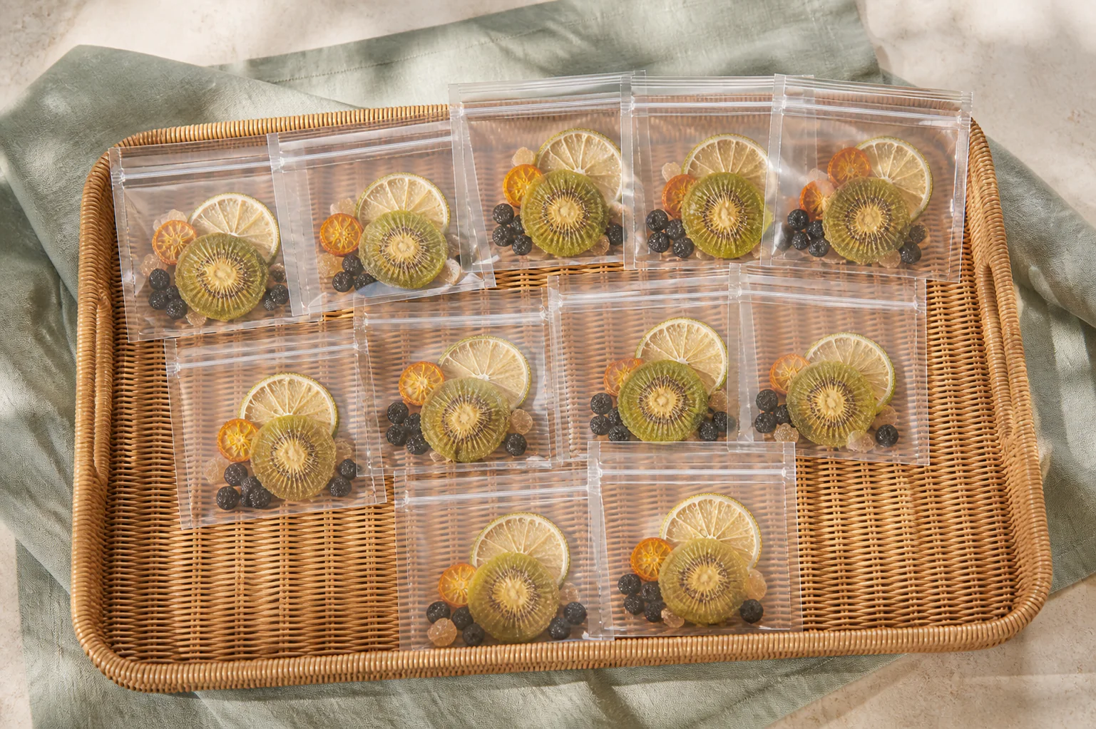 Lemon Black Currant Fruit Tea ten individually packed transparent lemon black currant fruit tea servings