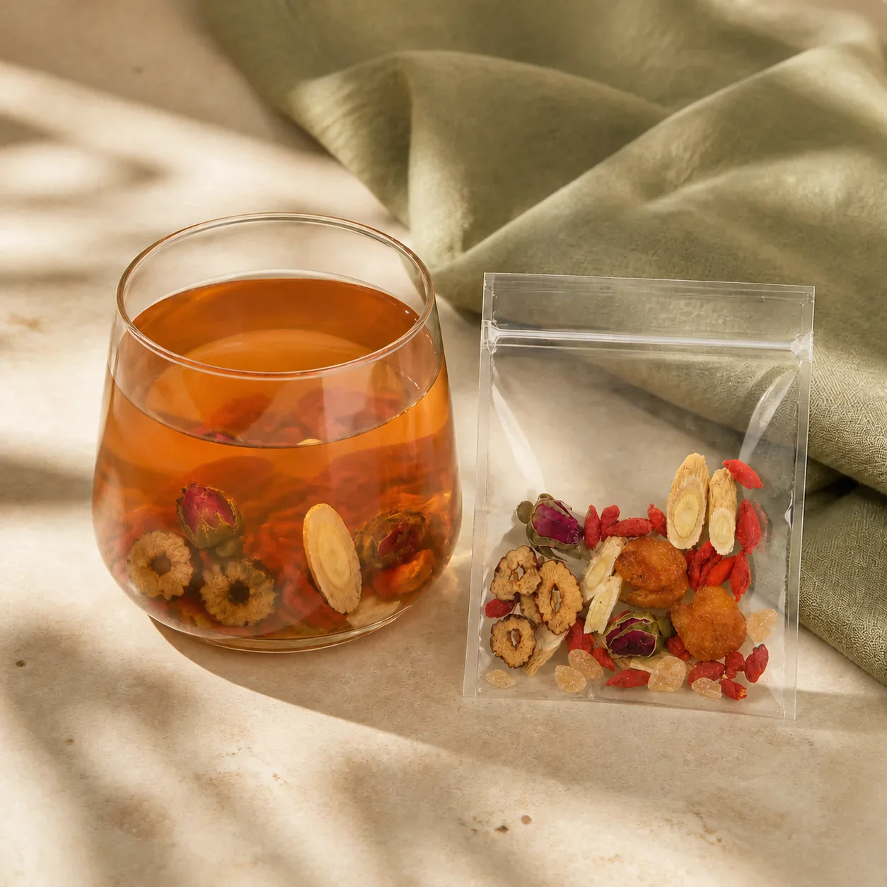 Cozyslip rose goji herbal infusion with red date, goji, longan, astragalus, rose and rock sugar